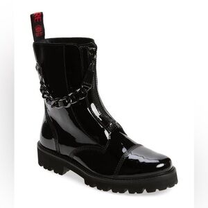 New Zadig & Voltaire Joe Cecilia Patent Chain Boot Combat Zip Sz 41